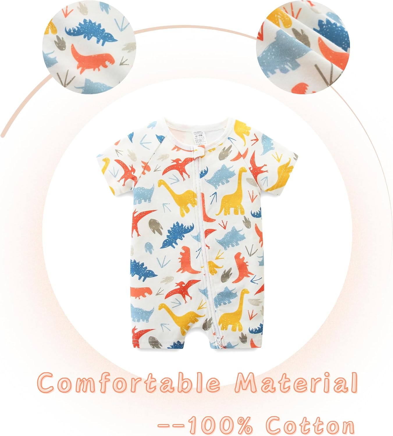 Unisex Summer Trendy 2-Pack Rompers Short Sleeve Zipped Bodysuit Infant Cotton Outfits