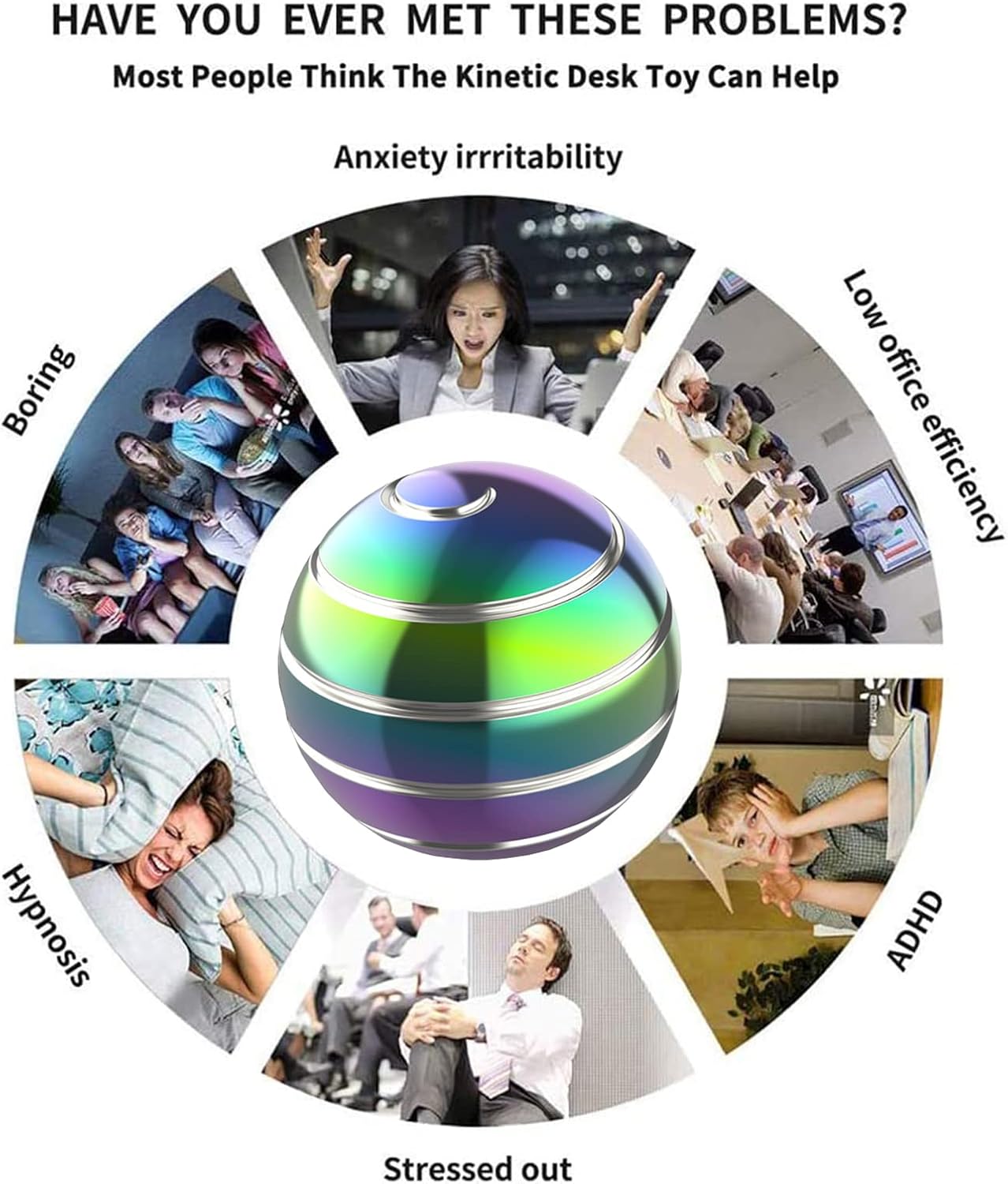 Fidget Toys for Adults Kids, 1.77" Kinetic Spinning Desk Toys for Office for Adults, Kinetic Fidget Spinner for Stocking Stuffers Toys, Party Favors Toys (1.77", Rainbow)