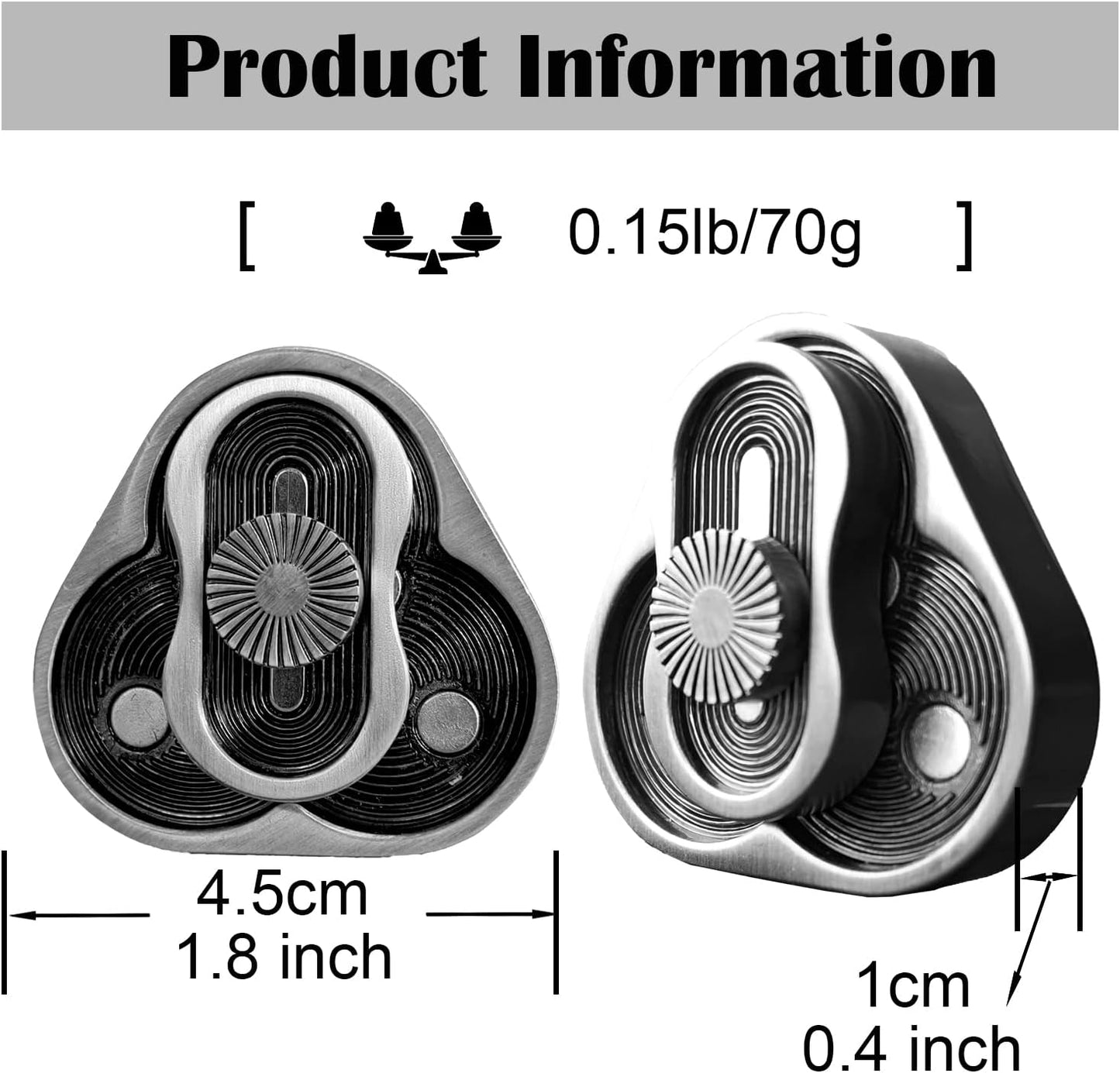 Metal Fidget Slider,Triangle Rotation Metal Fidget Toys, Clover Shape EDC Adult Toys ,Fidget Toys Adults for Stress and Anxiety Relief，ADHD Fidget Toys Adults Suitable for Office (Black Gold)