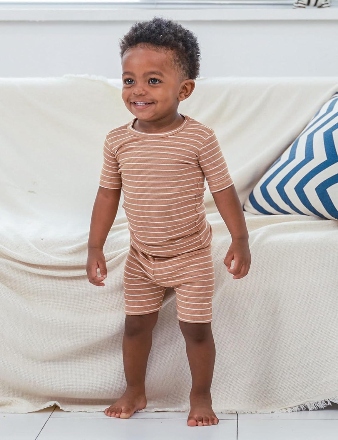 AVAUMA Stripe Pattern Baby Boys Girls Pajama Set Kids Toddler Snug fit Ribbed Sleepwear pjs for Daily Life Style