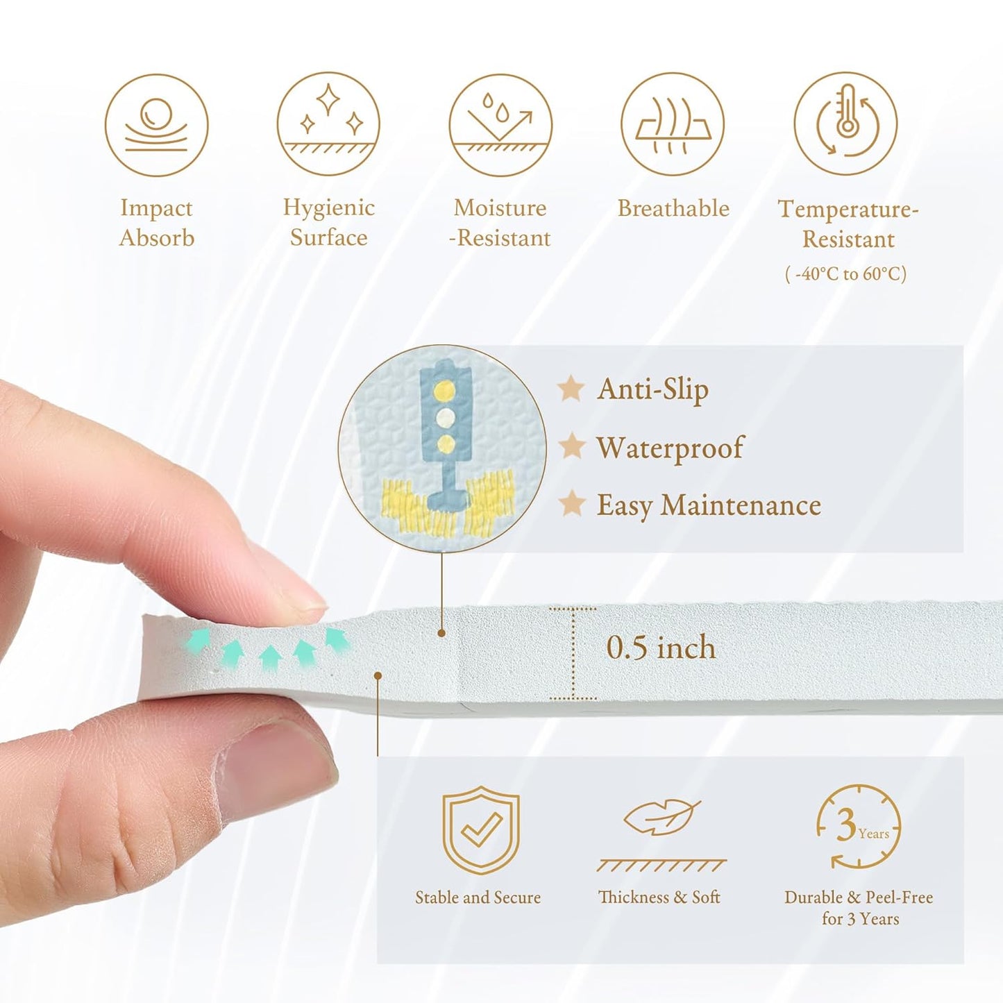 Premium Baby Foam Play Mats - Stylish Floor & Exercise Puzzle Mat for Toddlers and Kids- 6 Soft, Non-Toxic, Odorless, Peel-Resistant Foam Tiles - 6ft x 4ft- 0.5” inch Thick, Pastel Blue Gray