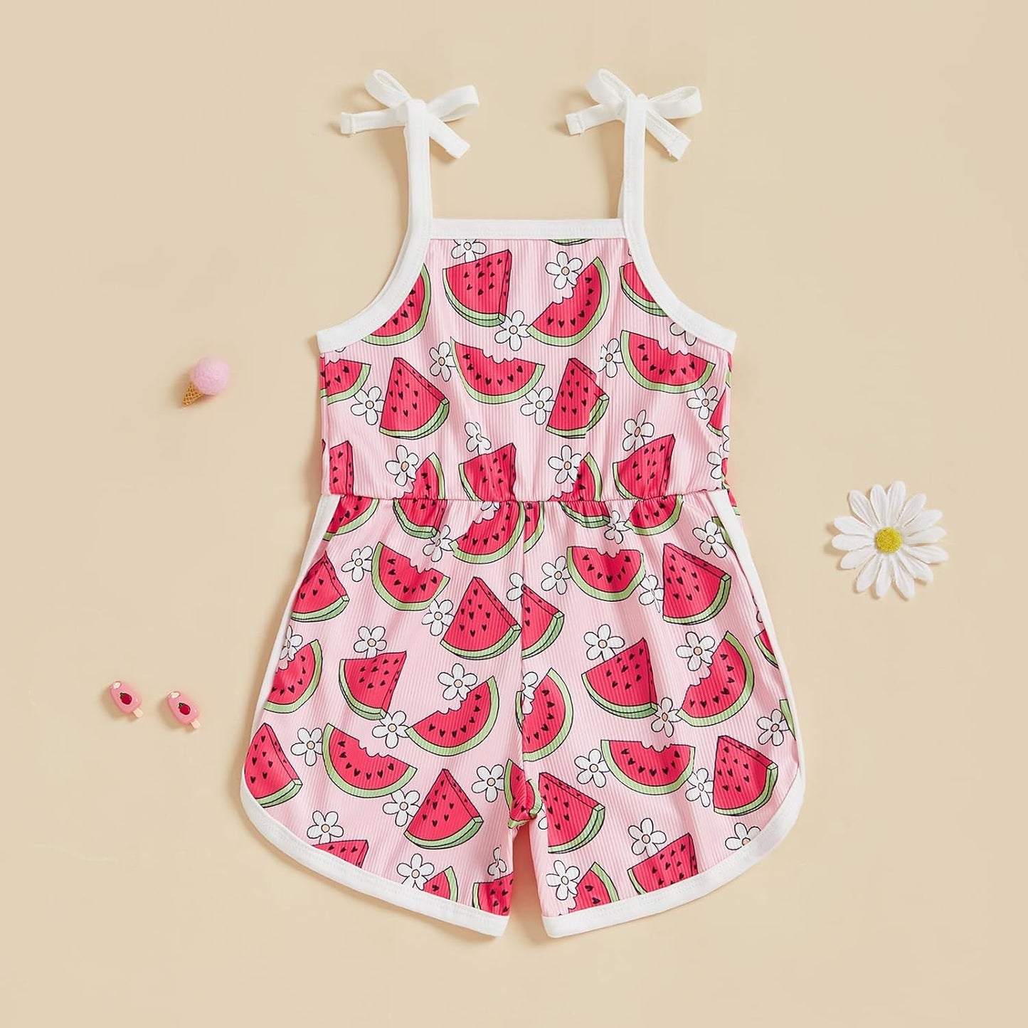 WZTYYDS Toddler Baby Girl Summer Clothes Floral Romper Tie-Up Strap Halter Jumpsuit Infant Summer Sling Playsuit 6M-3T