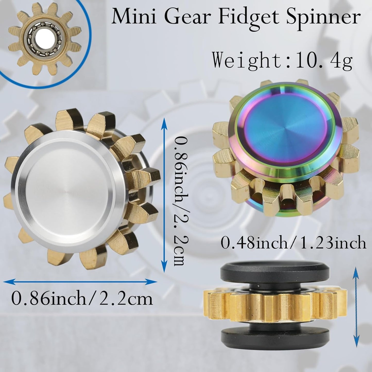 Metal Fidget Spinner for Adults, Small Mini Hand Toys, Copper Gear Linkage Fidget Blocks, Stacking Extendable Fingears Gyro, Bearing, Autism Sensory ADHD Anxiety Reduce