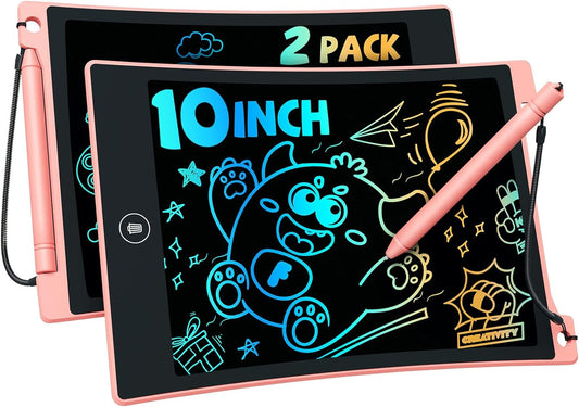 TEKFUN Toys for Kids, 2 Pcs LCD Writing Tablet with Anti-Lost Stylus, 10in Erasable Doodle Board Reusful Drawing Pad for Kids, Travel Car Trip Learning Toys Christmas Birthday Gift for 3 4 5 6 7 Girls