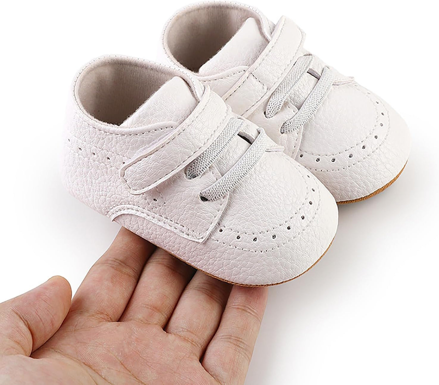 SOFMUO Baby Boys Girls High Top Ankle PU Leather Sneakers Soft Rubber Sole Infant Moccasins Newborn Oxford Loafers Anti-Slip Toddler Wedding Uniform Dress Shoes