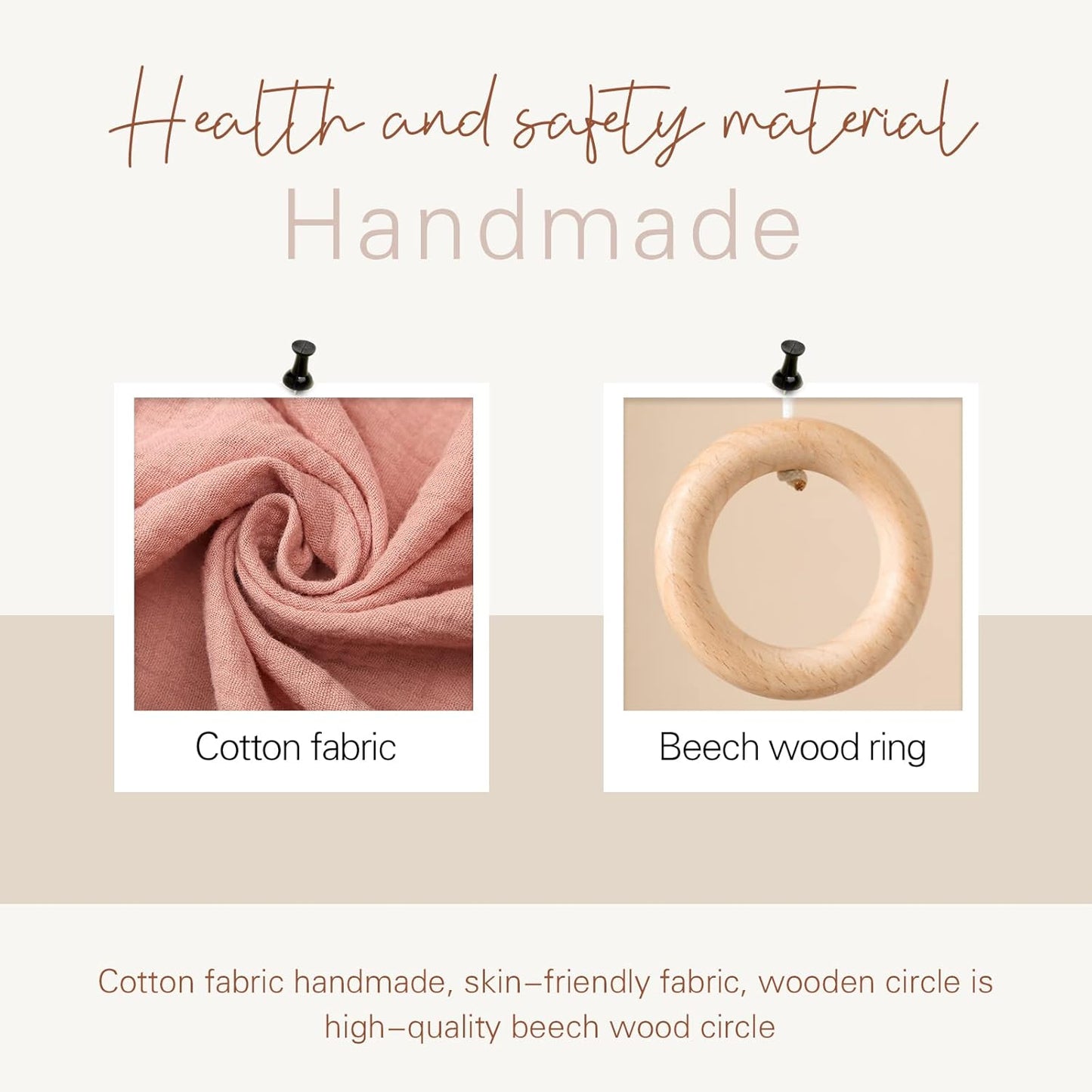 let's make Baby Travel Toy with Music Box - Brahm's Lullaby Pull Musical Toy, Mobile Crib Bed Bell for Carriers and Cribs Beige Moon Music Box