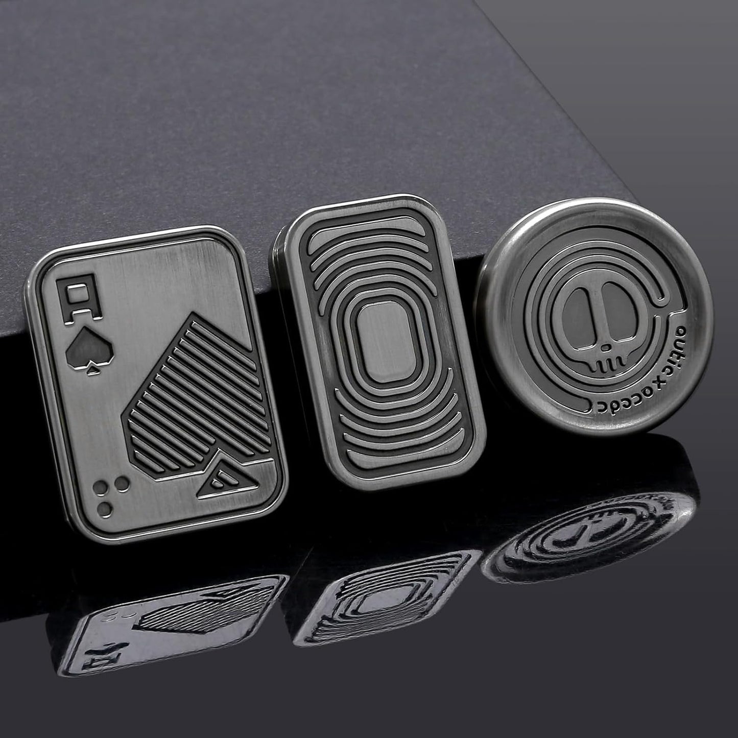 Metal Fidget Toys Gift Pack, Fidget Slider Haptic Coin EDC Fidget Toy for Adults, Home Office Executive Desk Toys Gift for Him, Perfect for ADHD/ADD/Autism (Silver)