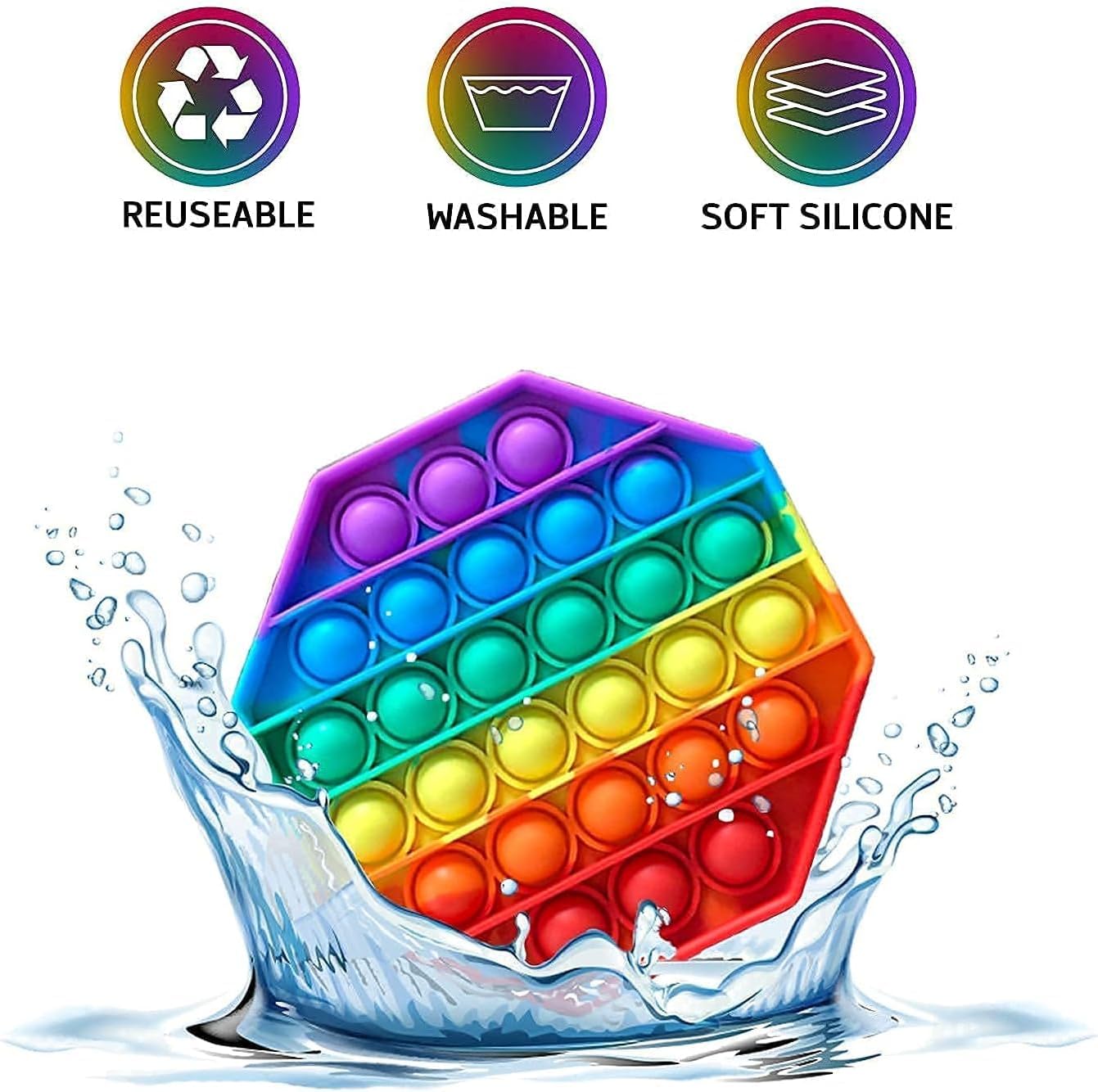 36pcs 5in Random Pop Bubble Fidget Sensory Toys, Pop Toy Bulk for Party Favor, Classroom Student Prizes Easter Basket Goodie Bag Stuffers Christmas Valentine Gift for Kid