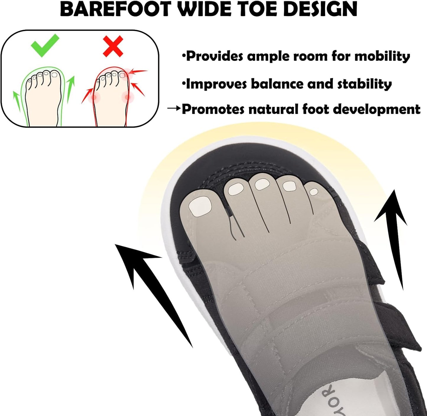 MORENDL Wide Toe Box Shoes Toddler Barefoot Shoes Baby Walking Shoe Boy Girl Non-Slip Zero Drop Minimalist Sneakers Comfort Tennis Outdoor Activities