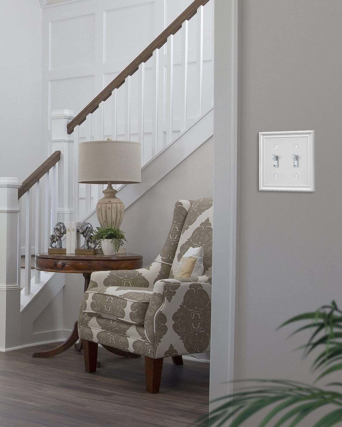 2-Pack Double Toggle Light Switch Cover Plate, Metal Switch Plate Covers, Off White Wall Plate Covers, 4.96''*4.88'', Midsize