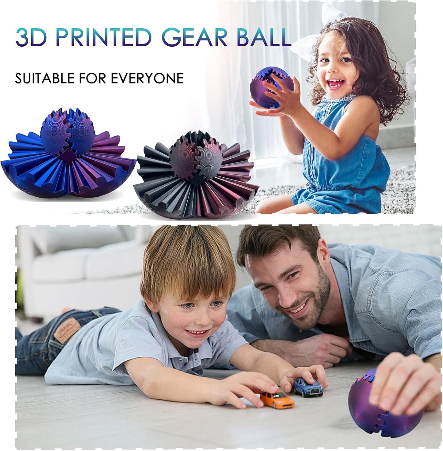 Gear Ball 3D Printed, The Steampunk Whirling Wonder Fidget Ball Toy, Gear Ball 3D Model Cube Fidget Toy, Funny Stress & Anxiety Relaxing Fidget Toy for Adults & Kids (Glow in The Dark Green)