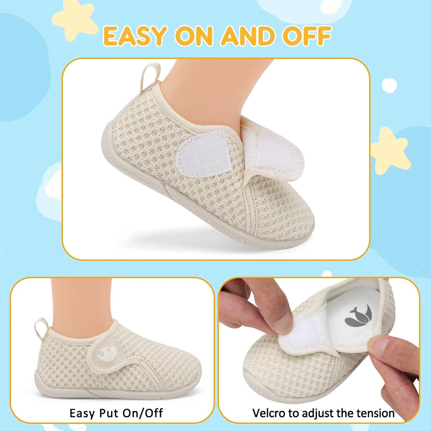 FEETCITY Toddler Walking Shoes Slip On Toddler Shoes Boys Girls Kids Sports Sneakers Casual School Shoes Barefoot Shoes
