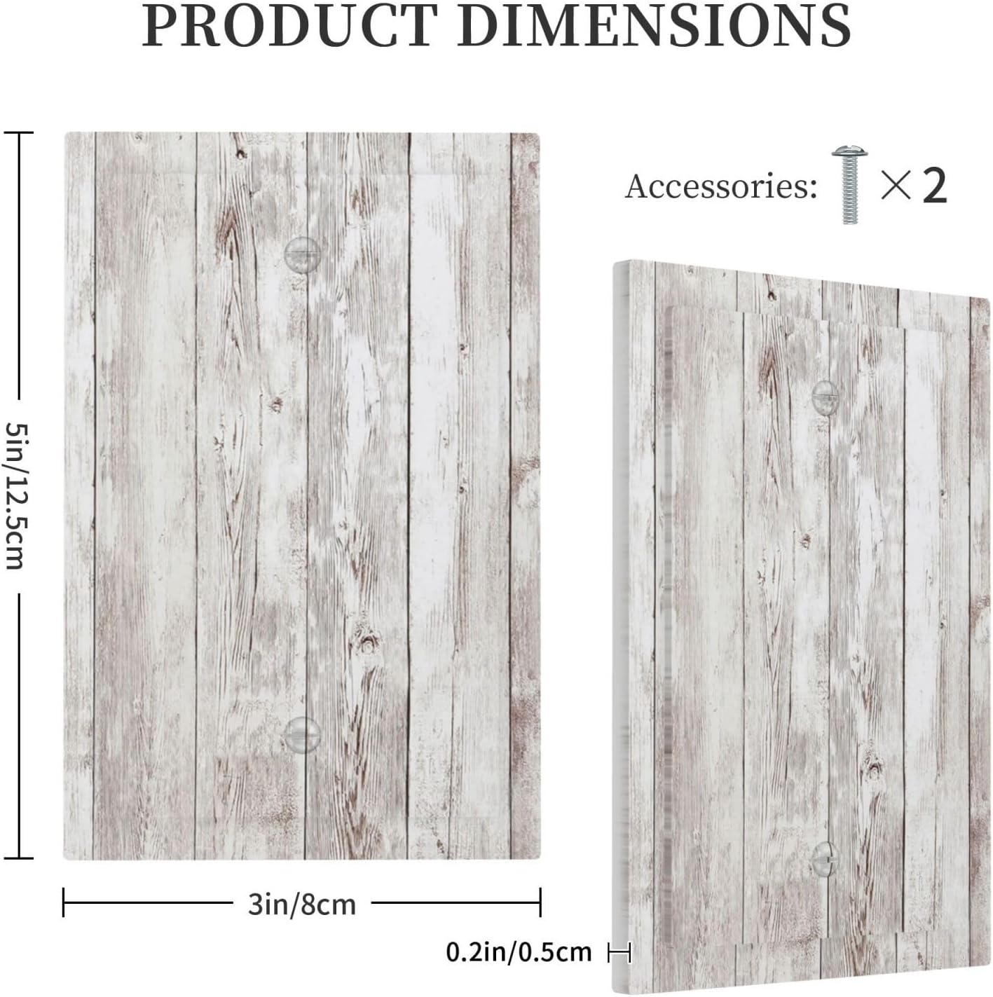 Light Switch Cover Plate Rustic Vintage White Wood Grain 1 Gang No Device Blank Electrical Wall Plates Faceplate Decorative Switch Plate for Farmhouse Home Decor