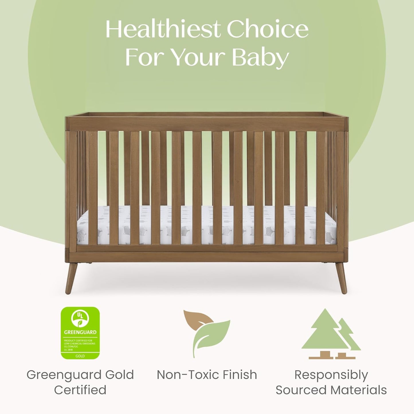 Delta Children Essex 4-in-1 Convertible Crib - Greenguard Gold Certified, Chestnut