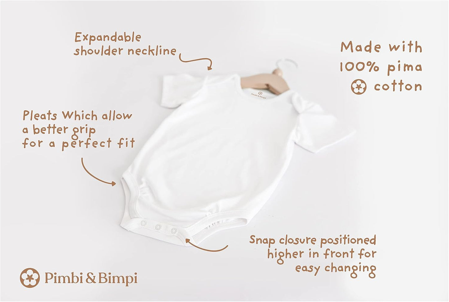 Pimbi&Bimpi Premium Peruvian Pima Cotton Baby Bodysuit - Short Sleeve Romper