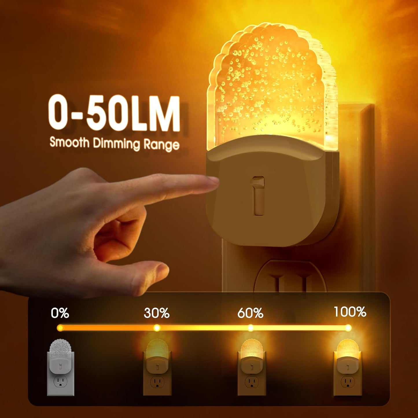 Briignite Led Night Light, Night Lights Plug into Wall, Night Light for Kids 2Pack, Amber Yellow Nightlight Plug in, Dimmable with Dusk to Dawn Sensor for Bedroom, Bathroom Stair,Hallway