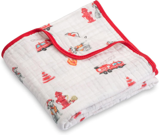 LollyBanks Muslin Baby Blanket 100% Organic Cotton, Muslin Quilt Lightweight, 6 Layers Baby Blankets 47"x 47", Toddler Blanket for Boy and Girl, Nursery Receiving Blankets (Dogs Print)