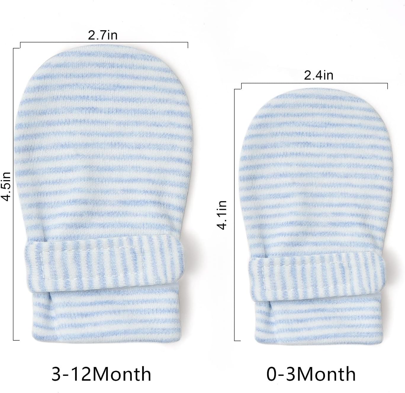 Newborn Baby No Scratch Mittens Stay On, 100% Cotton Breathable, Adjustable Infant Gloves for Baby Boys Girls Mittens
