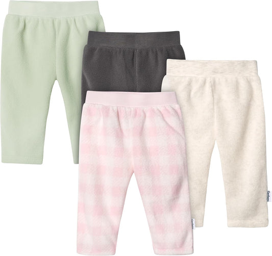 Gerber Baby Girls' 4-Pack Microfleece Pants