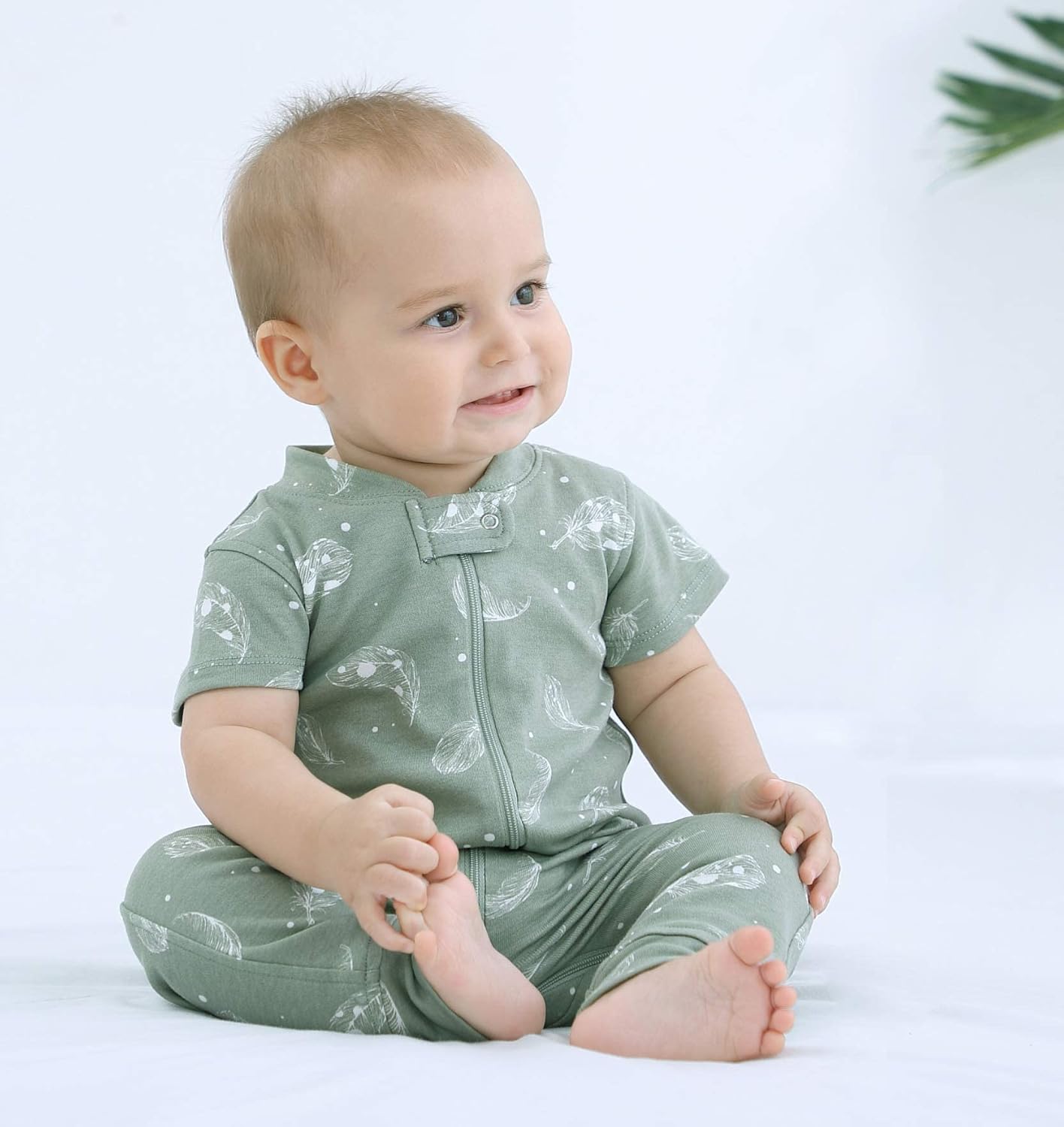 Owlivia Baby Boy Romper, Unisex Short-sleeve Summer Outfit, 100% Organic Cotton Girl One-Piece Jumpsuit