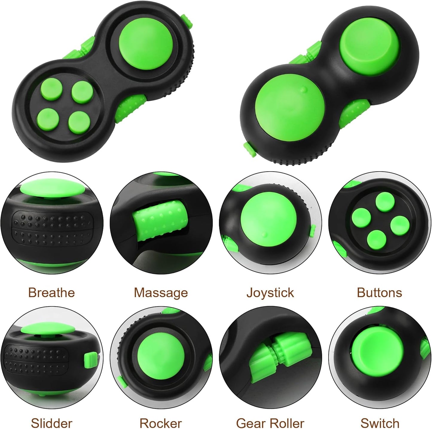 Fidget Toy Pack, Fidget Toy Adults, Party Favor Toys for Kids with Fidget Spinner, Fidget Keychain Keyboard, Fridge Magnets Men, Fidget Pad (Green)