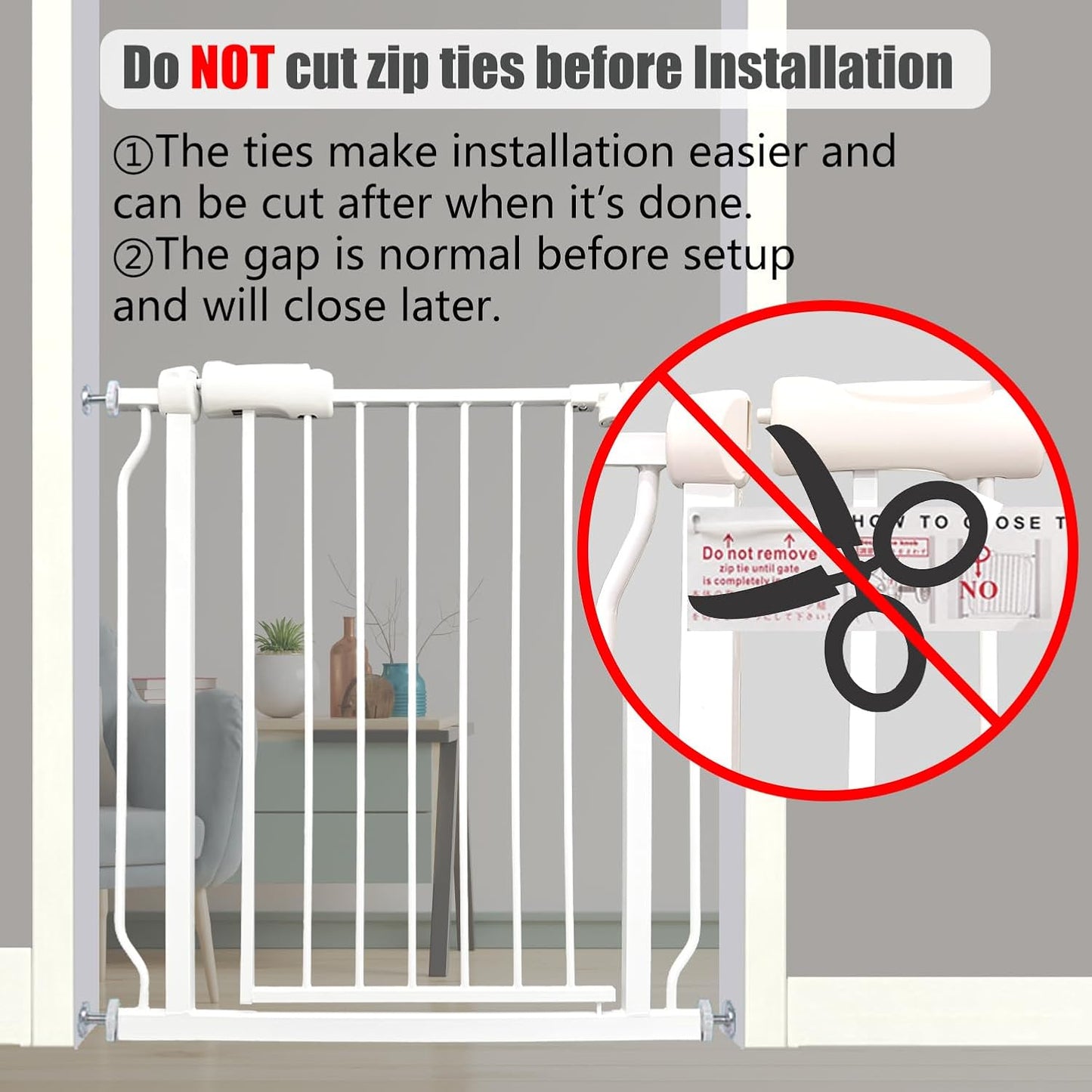 Extra Wide Baby Gate Tension Indoor Safety Gates White Metal Large Pressure Mounted Pet Walk Through Long Dog for The House Doorways Stairs (66.9 inches-71.6 inches, White) (Th-0001)