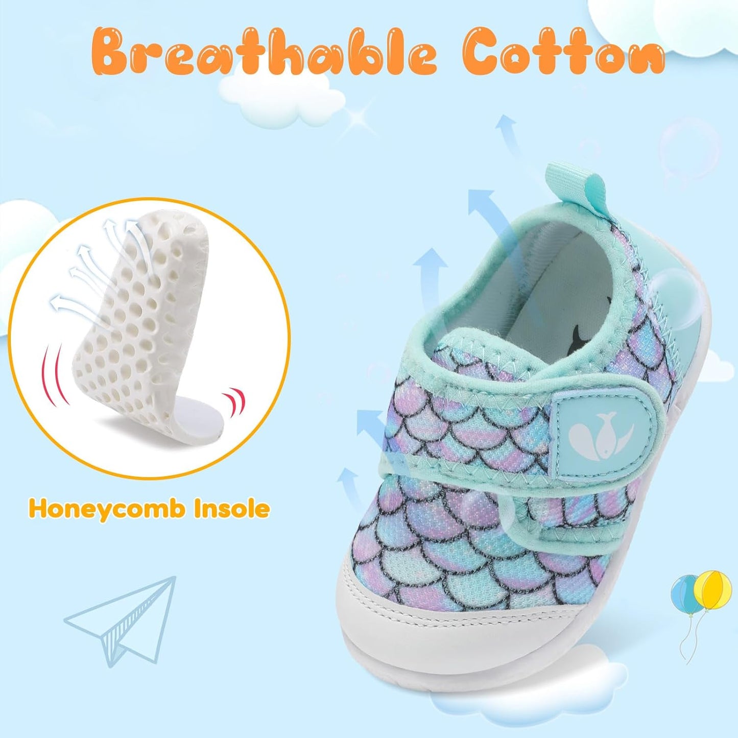 FEETCITY Baby First Walking Shoes Boys Girls Infant Sneakers Crib Shoes Breathable Lightweight Slip On Shoes