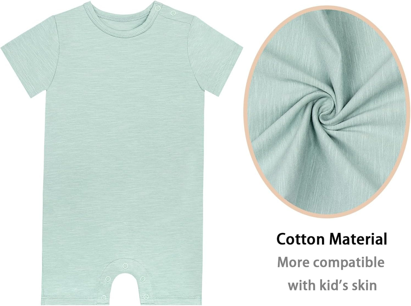 GUISBY Baby Short Sleeve Bodysuit Snap Crotch Closure Cotton Pajamas for Baby 3-Packs