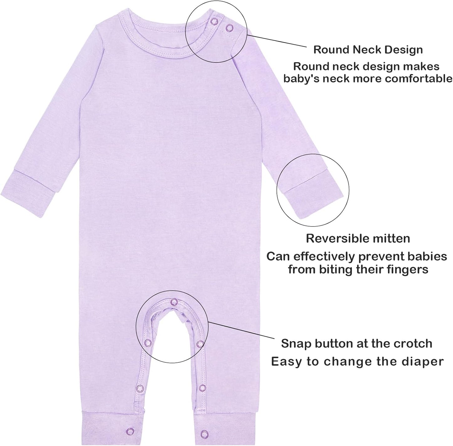 GUISBY Rayon Baby Pajamas, Long Sleeve with Snap Closure Pajamas Sleepers