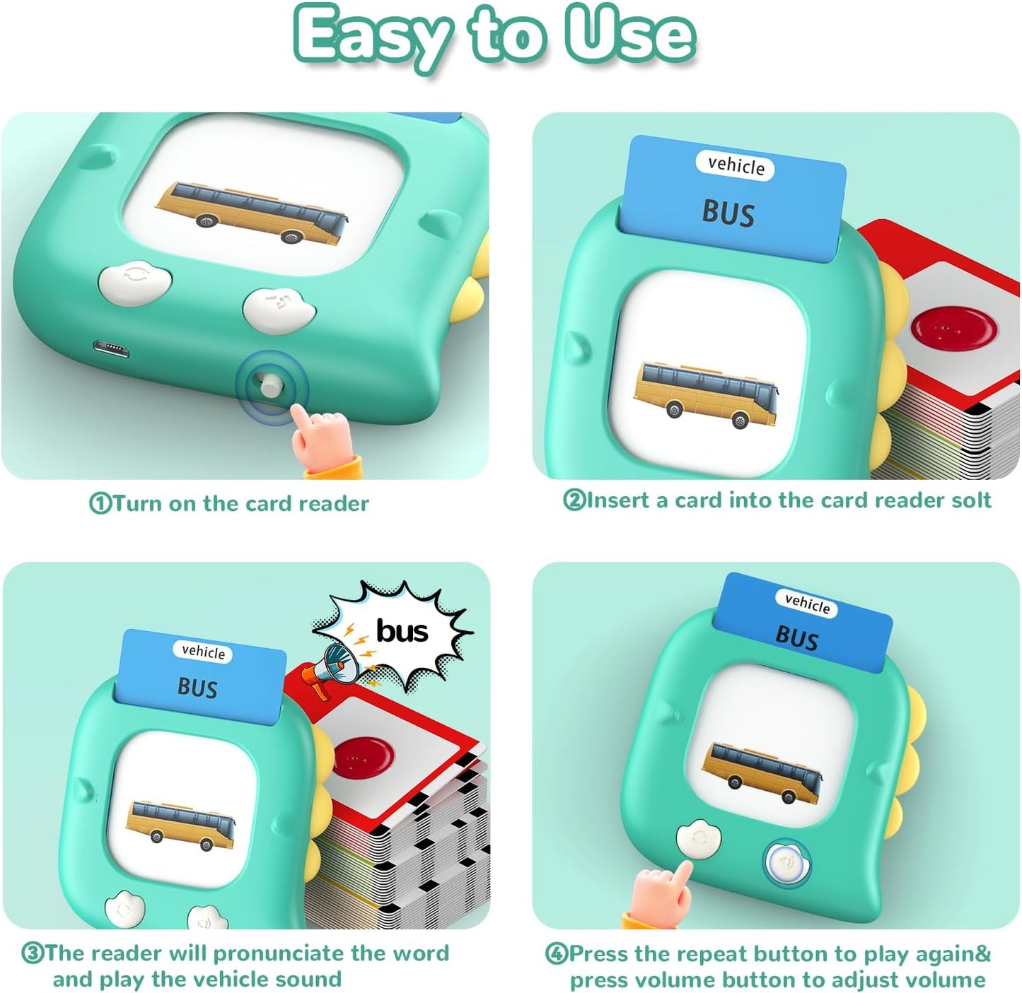 Kidzdo Talking Flashcards for Toddlers, 520 English Sight Words Educational Toy, Pocket Speech Therapy Toys, Autism Sensory Toys for Kids 1-6, Birthday Xmas Gifts for Boys