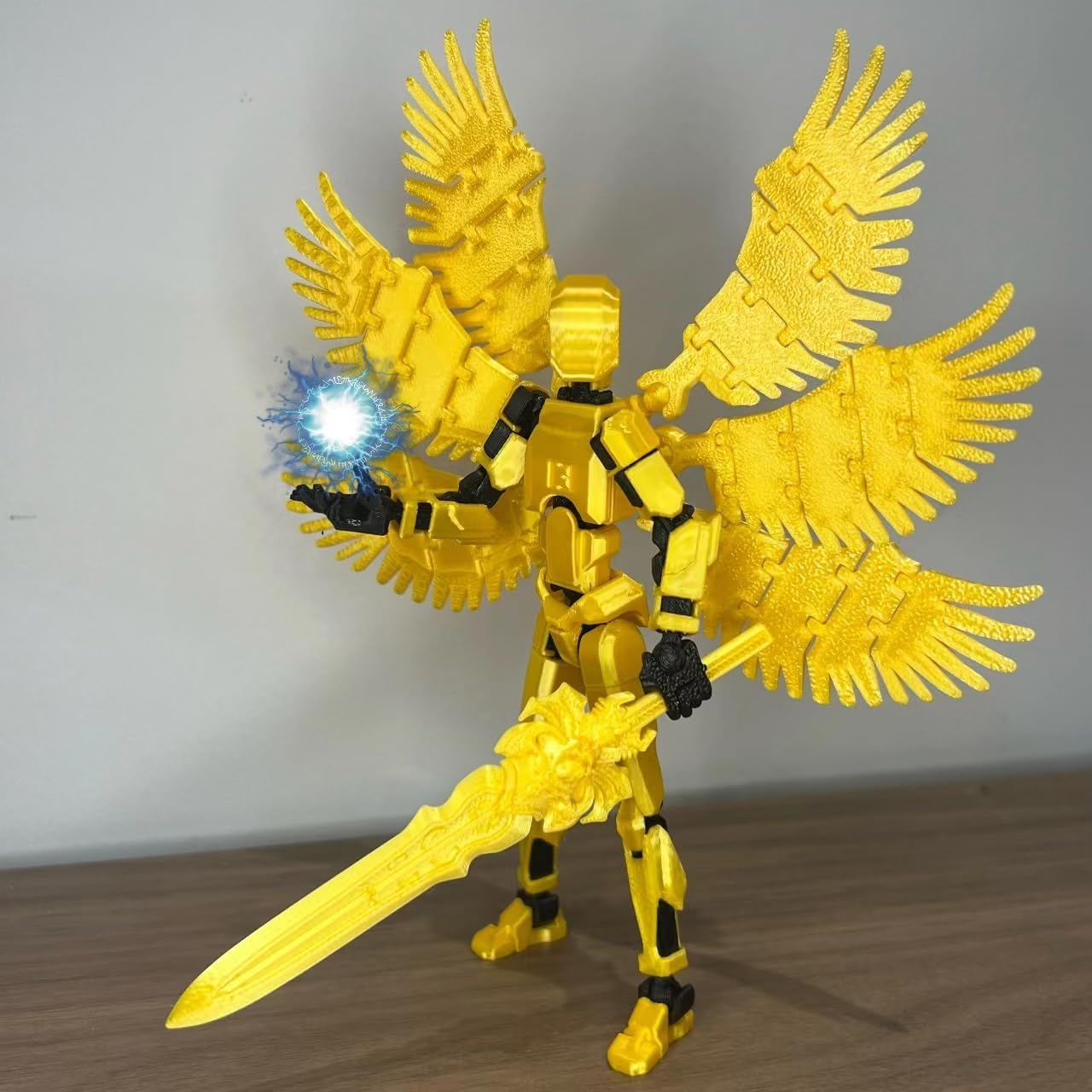 (Assembly Completed) T13 Action Figure Set, Titan 13 Action Figures, 3D Printed Dummy 13 Multi-Jointed Movable Robot Toy, Diy Lucky 13 Action Figure for Kids Adult Christmas Birthday Gifts(Laser gold)