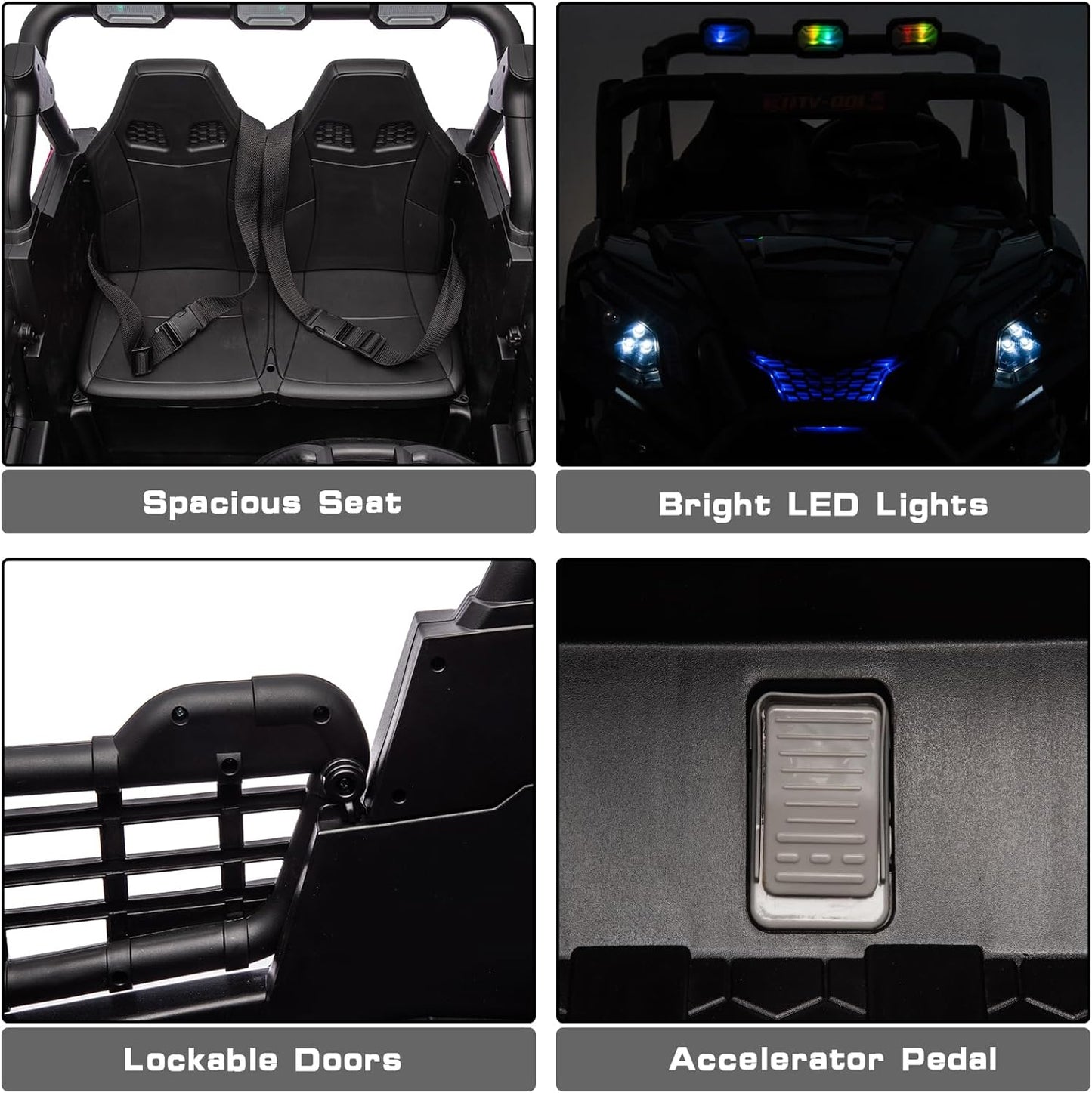 2 Seater 24V Kid Toy Car with Remote Control 4WD Electric Vehicles Battery Powered Toy Car,Ride on Car for 3+ Years Kids Ride On Toy(Black)