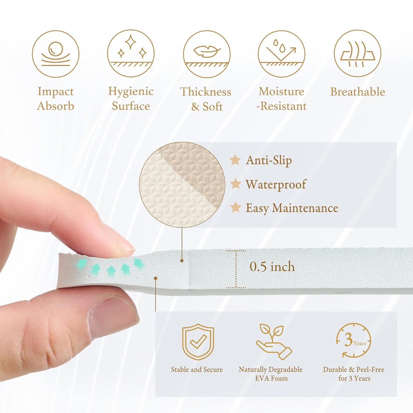 Premium Exercise & Baby Foam Play Mats - Stylish & Large Non-Toxic Odorless Floor Mat - 6 Tiles - Spacious 6ft x 4ft - Peel-Resistant Reinforced Ver.- Soft Thick, Waterproof - Desert Sand