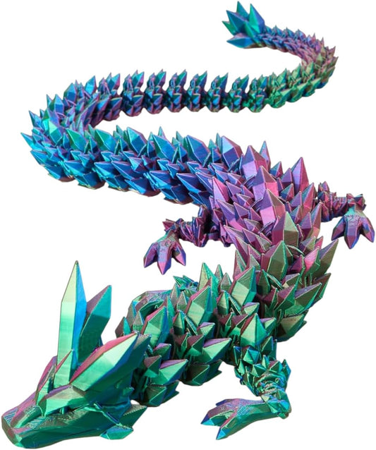 3D Printed Dragon Fidget Toy, Full Articulated Dragon Crystal Dragon, Home Office Decor Executive Desk Toys, Fidget Toys for ADHD (Color 2)