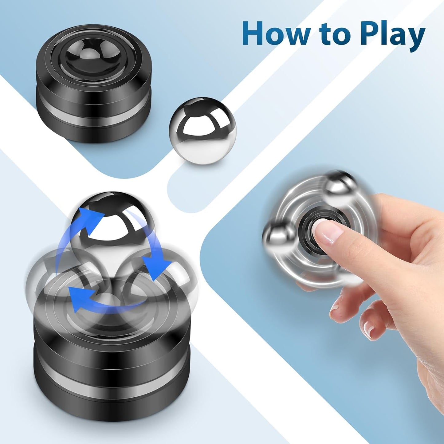 Fidget Slider Toy,Steel Ball Orbiter Magnetic Slider Sensory Toys,360° Rotation Anxiety Stress Relief Toy for Adult,Students ADHD,ADD Autism,Black