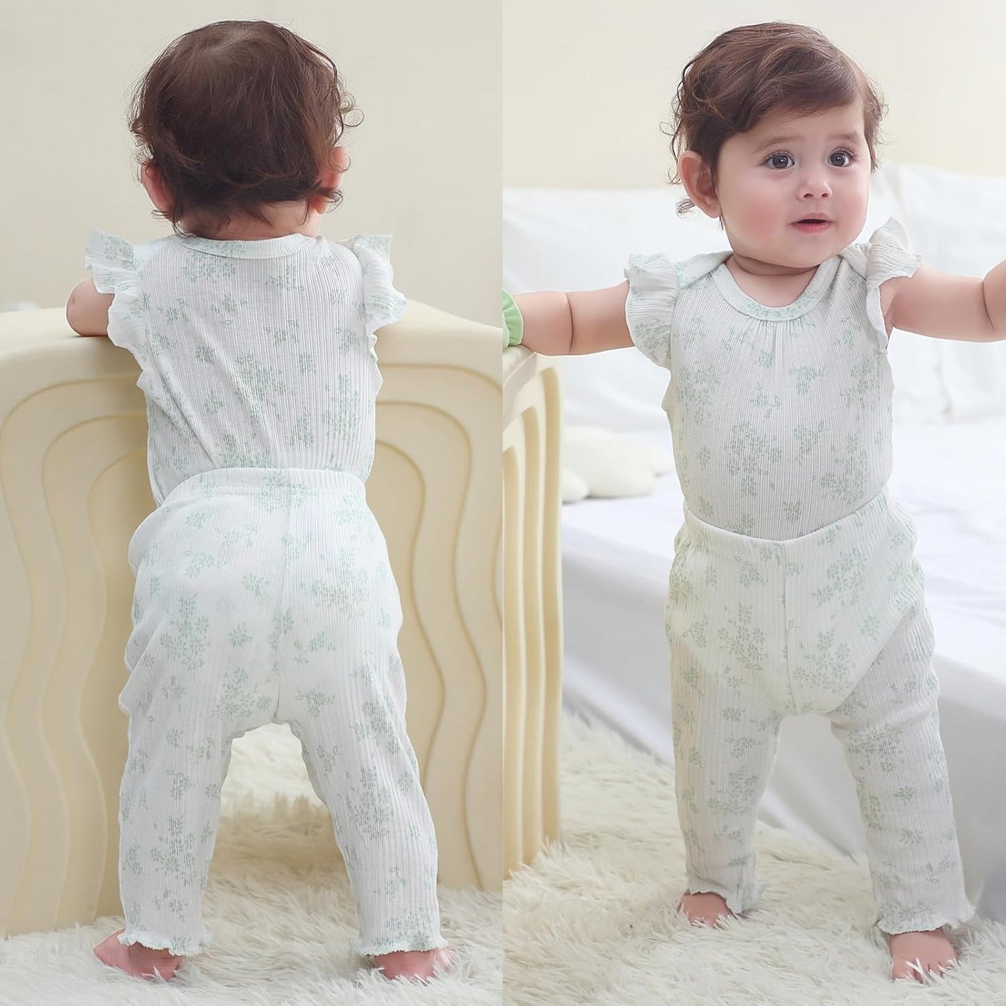 Baby Bodysuit and Pant Set Summer Ribbed Mix Match Infant Boy Girl Clothes Outfits