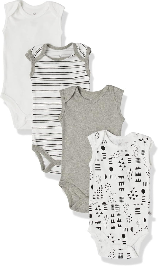 Sleeveless Bodysuits One-piece 100% Organic Cotton for Baby Boys, Girls, Unisex