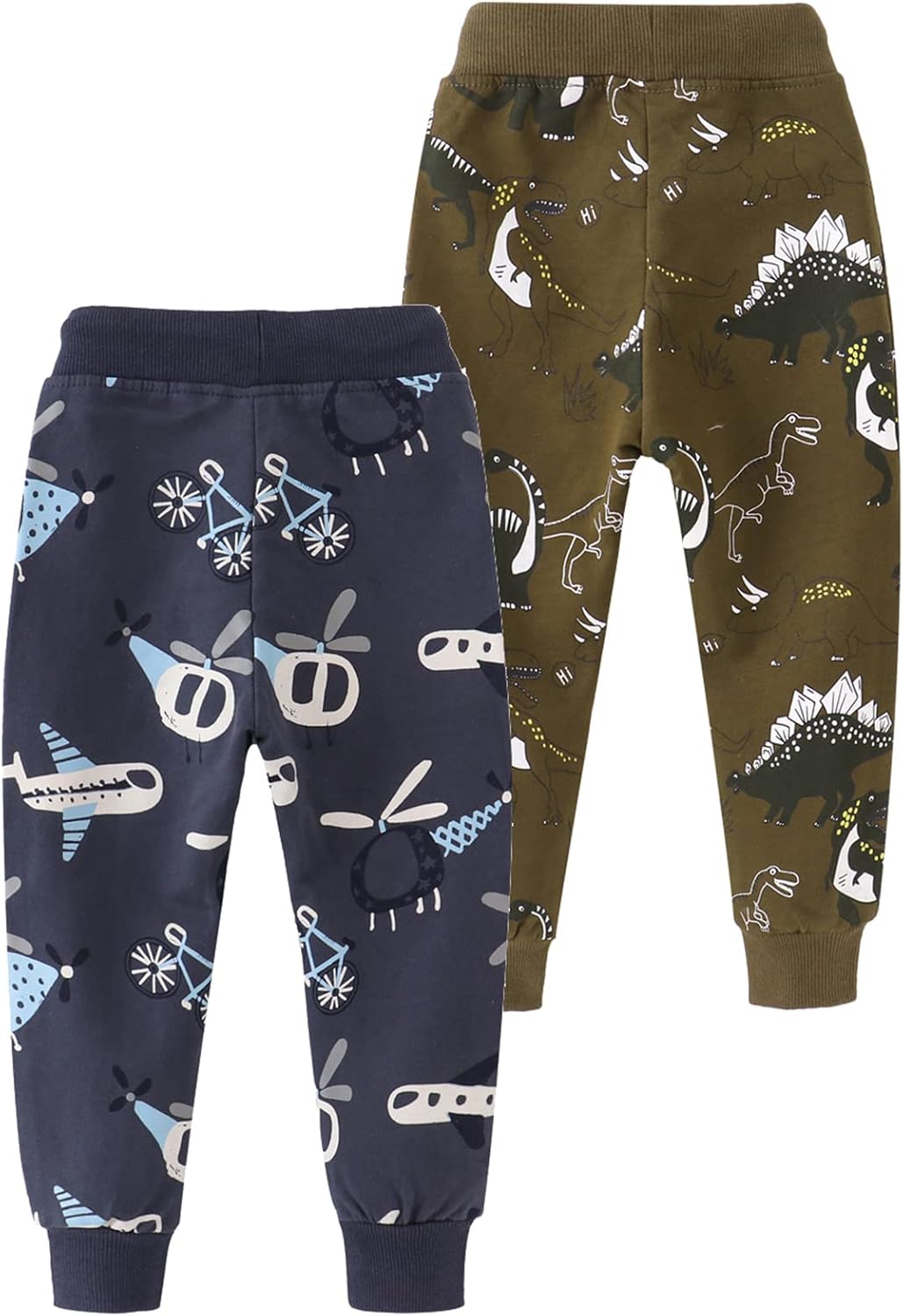 HUAER& Baby Boy's Jogger Pants Dinosaur Car Drawstring Elastic Sweatpants