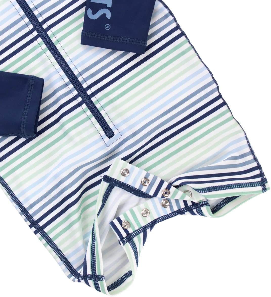 RUGGEDBUTTS Baby/Toddler Boy Swimsuit, One Piece Zipper Rash Guard Sunsuit with UPF 50+ Sun Protection