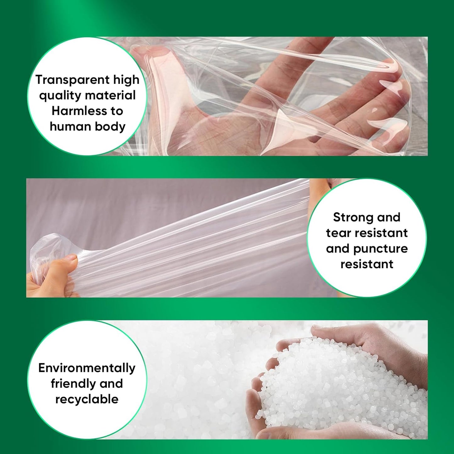 ZCHENBS® – Mattress Bags for Moving and Storage,Mattress Bag with Zippers,5 Mil Ultra-Thick Bed Bag,Waterproof,Anti-Tear,Heavy-Duty Mattress bag (Tansparent/Green, Green-King/California King-(1 Pack))