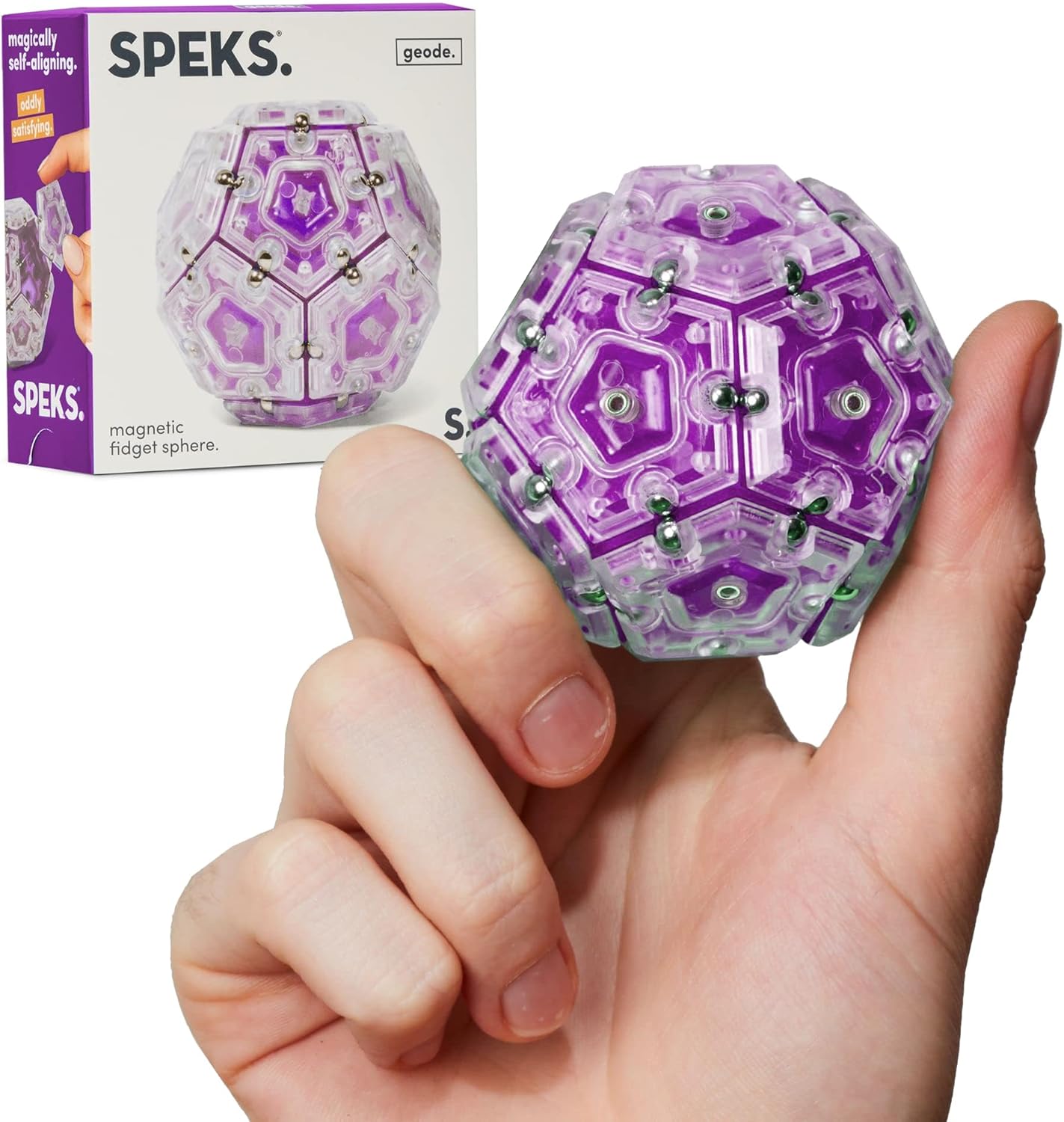 Speks Geode Sphere Magnetic Fidget Toy for Adults | Quiet Adult Sensory Toy for Stress Relief & Anxiety, Office Desk Toy & Top Gadget Gift Idea | Quartz, 12-Piece Set