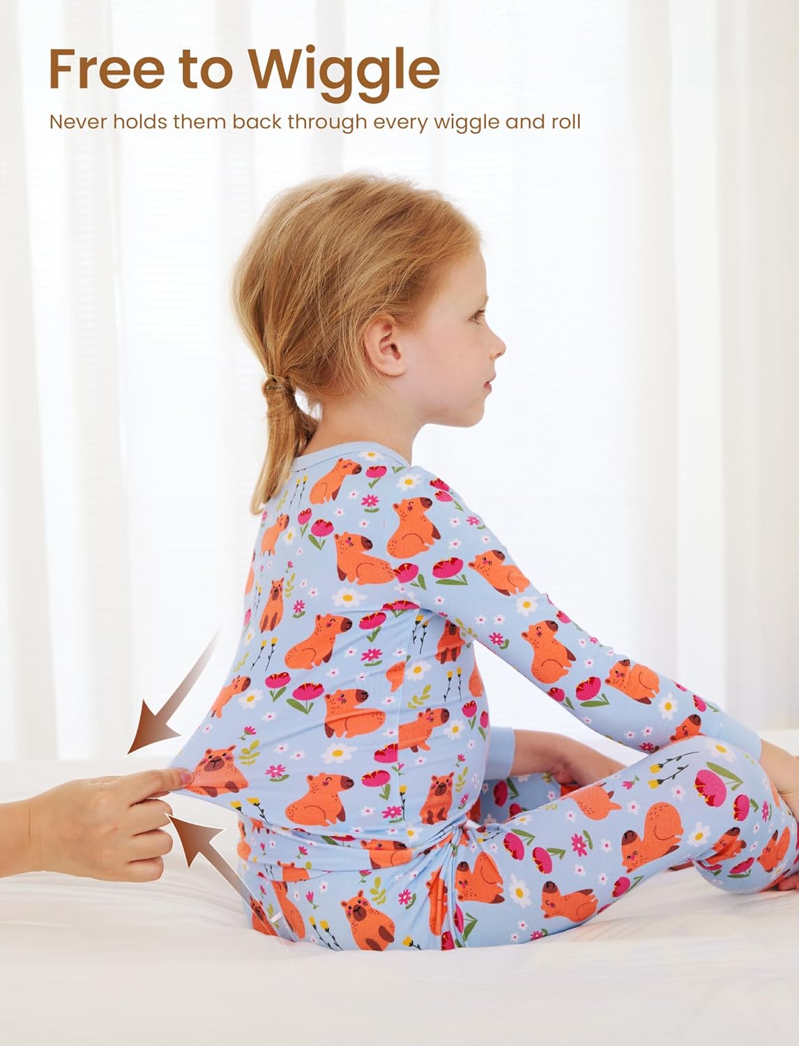 PATPAT Bamboo Viscose Pajama Set for Toddlers with Improved Tensile Strength, Snug Fit Pjs Sleeper for Baby Boys Girls Kids