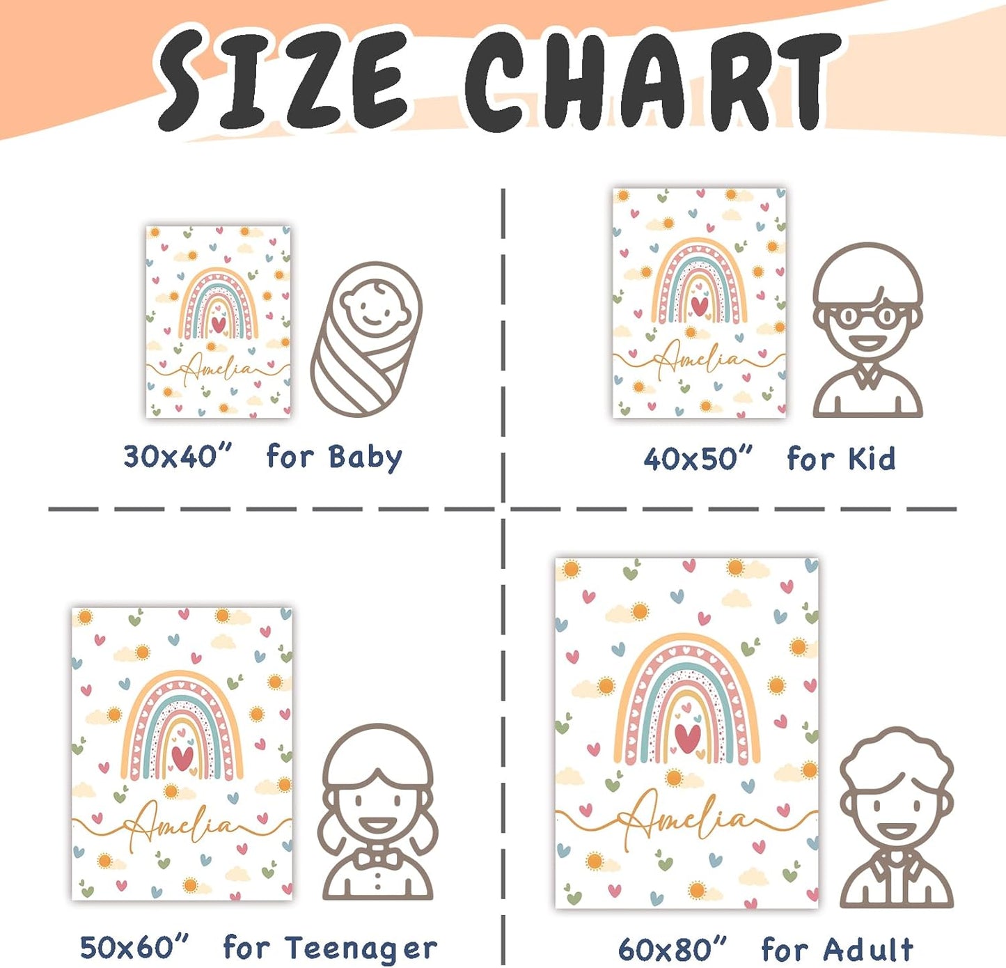 Personalized Baby Blankets for Girls Women Custom Boho Style Baby Blanket with Rainbow Personalized Baby Girl Blanket with Name Customized Gift for Adult Expecting Mom Baby Shower Birthday Gifts