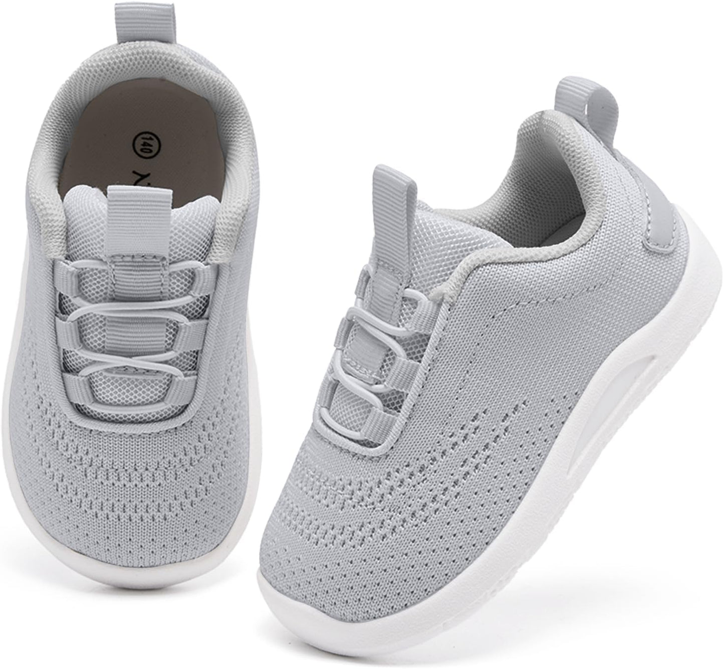 MORENDL Toddler Slip On Sneakers Baby Walking Shoes Non-Slip Breathable Unisex Pink Mesh Lace-Up Athletic Sneakers Infant Running Shoes