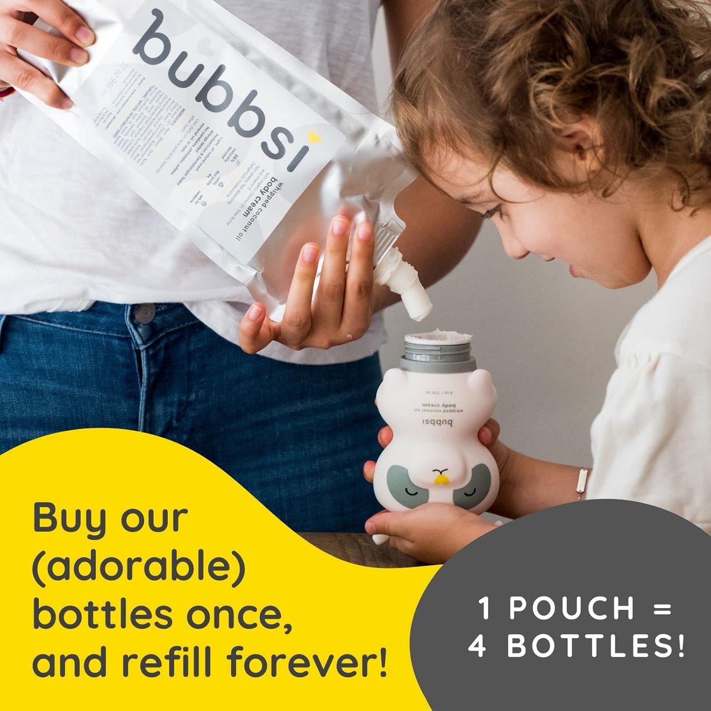 Bubbsi Whipped Coconut Oil Baby Lotion for Eczema, Dry Skin, Baby Acne, KP | Organic Coconut Oil, Shea Butter, Vitamin E | Light, Natural Scent | EU Compliant, Vegan (Refill Pouch, 32oz)