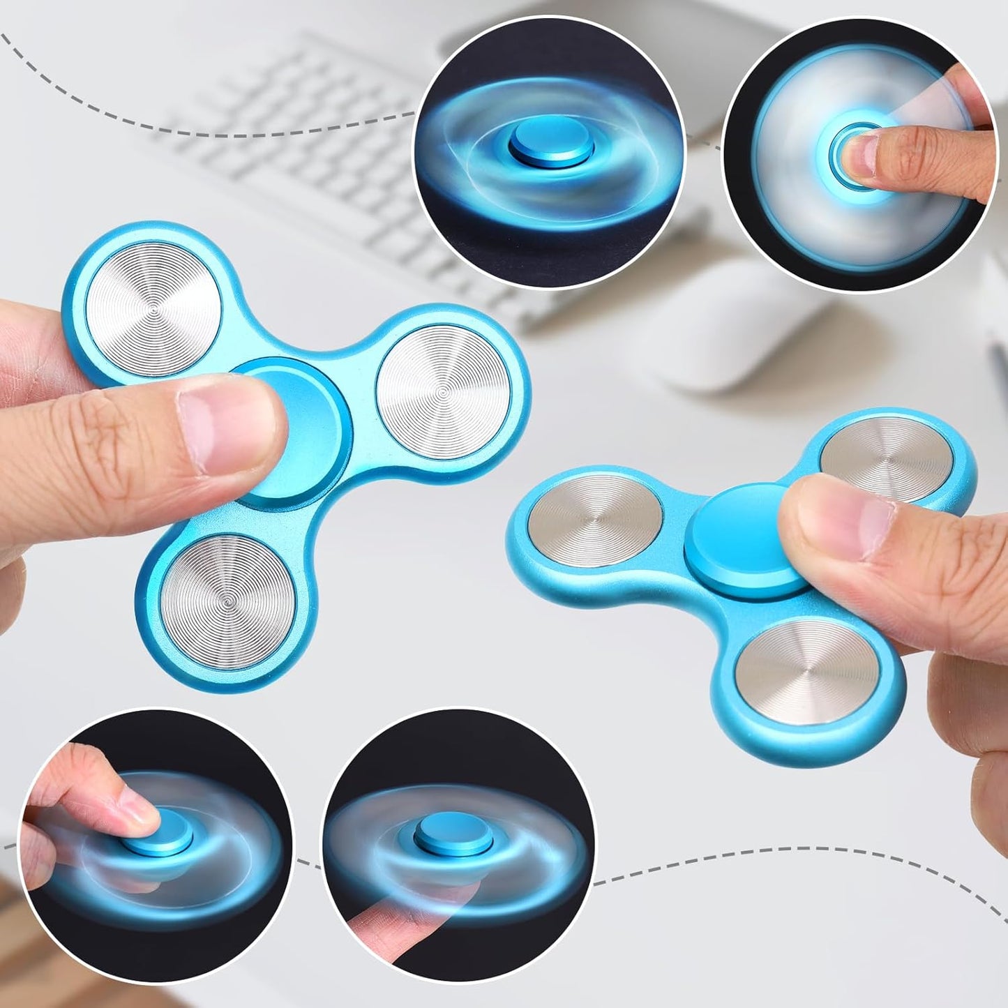 Metal Fidget Spinner for Adults, Silent Sensory Fidget Toys Adults Hand Spinners for ADHD Anxiety Stress Relief, Desk Toys for Office, Birthday Gifts Stocking Stuffers Classroom Prizes