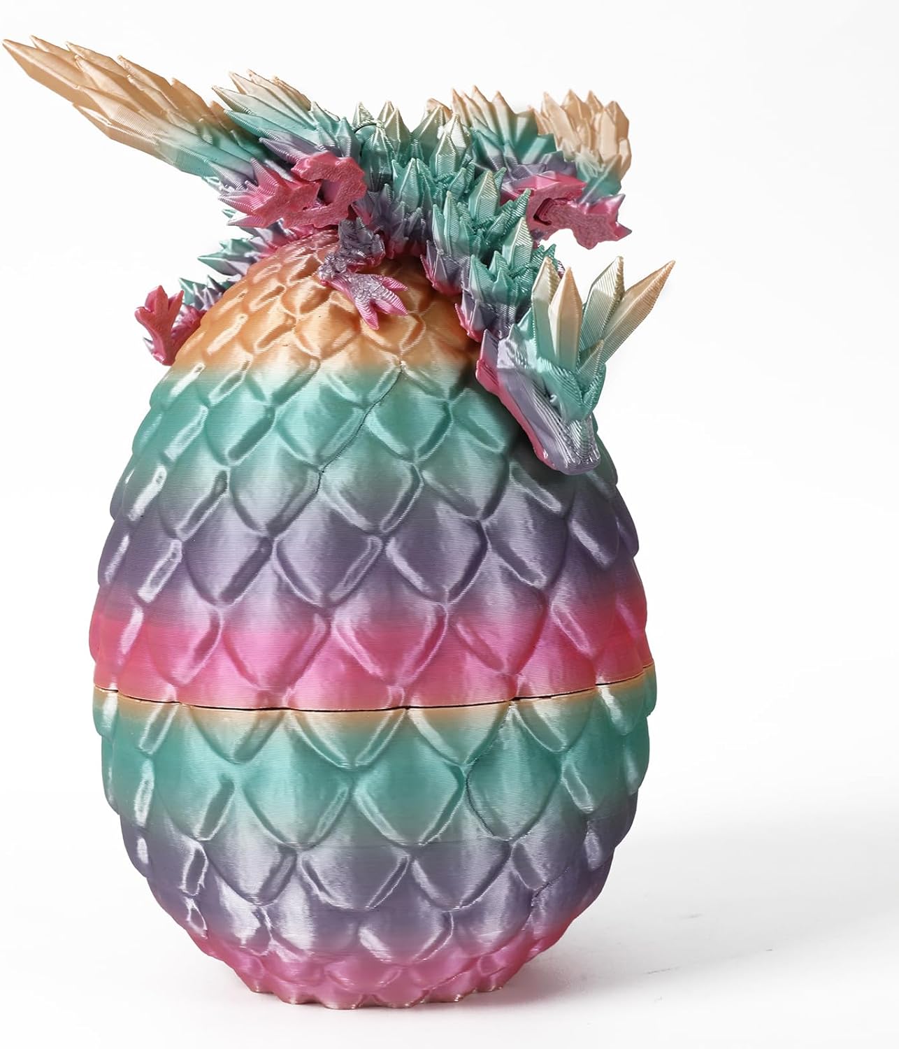 Easter Dragons 3D Printed Dragon Egg with Dragon Inside Crystal Dragon Fidget Toy for Adult Full Articulated Dragon for Home Office Decor