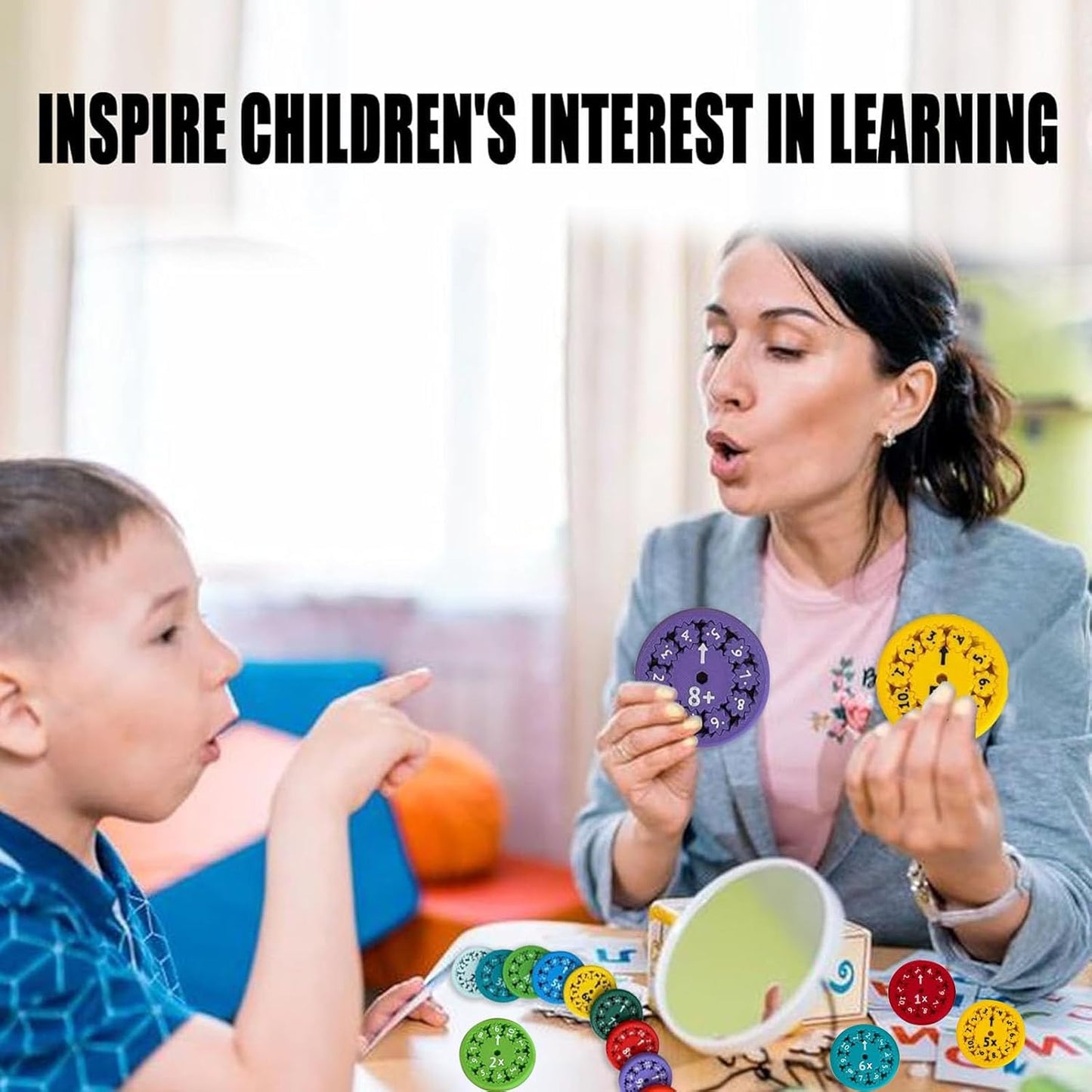 Math Fidget Spinners, Cool Math Fidget Spinners Toys, Funny Number Fidget Toy Learning Game, Multiplication Chat Game Fidget Toys for Adults Kids (Mix 18Pcs)