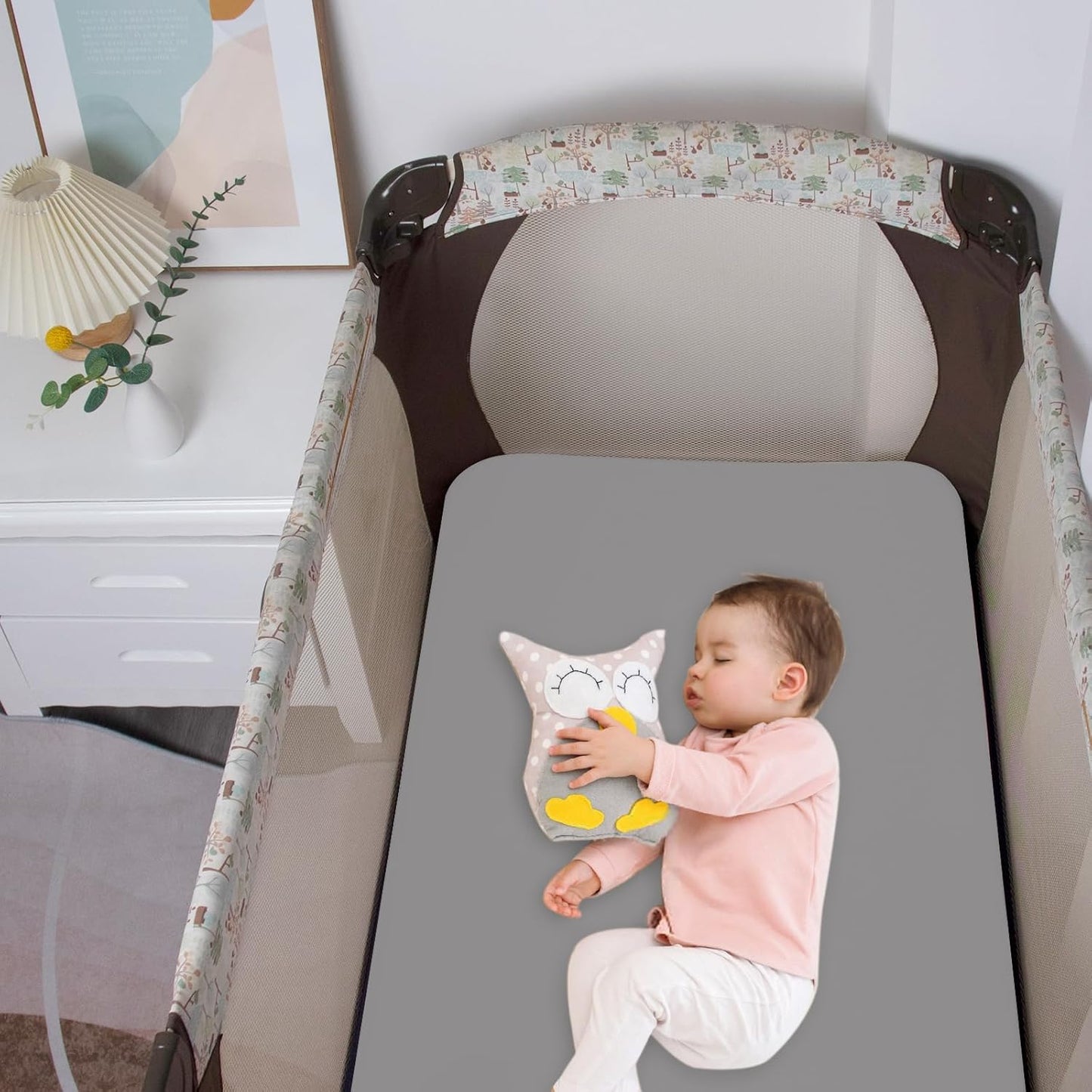 Biloban Mini Crib Sheets Fitted Waterproof 38'' x 24'', 2 Pack Mattress Protector Cover Fits for Dream on Me/Newton Mini Crib Mattress, Portable Sheet for Boys & Girl