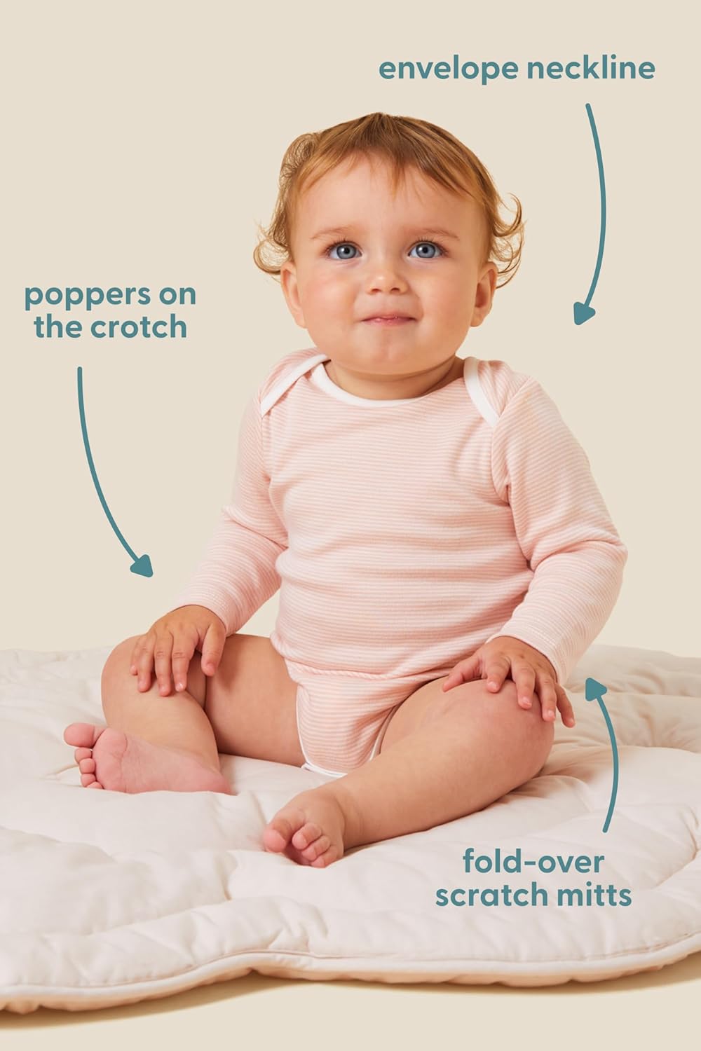 MORI Baby Supreme Comfort Long Sleeve Bodysuit for Boys and Girls - Unisex Romper with Envelope Neck and Nickel Free Popper